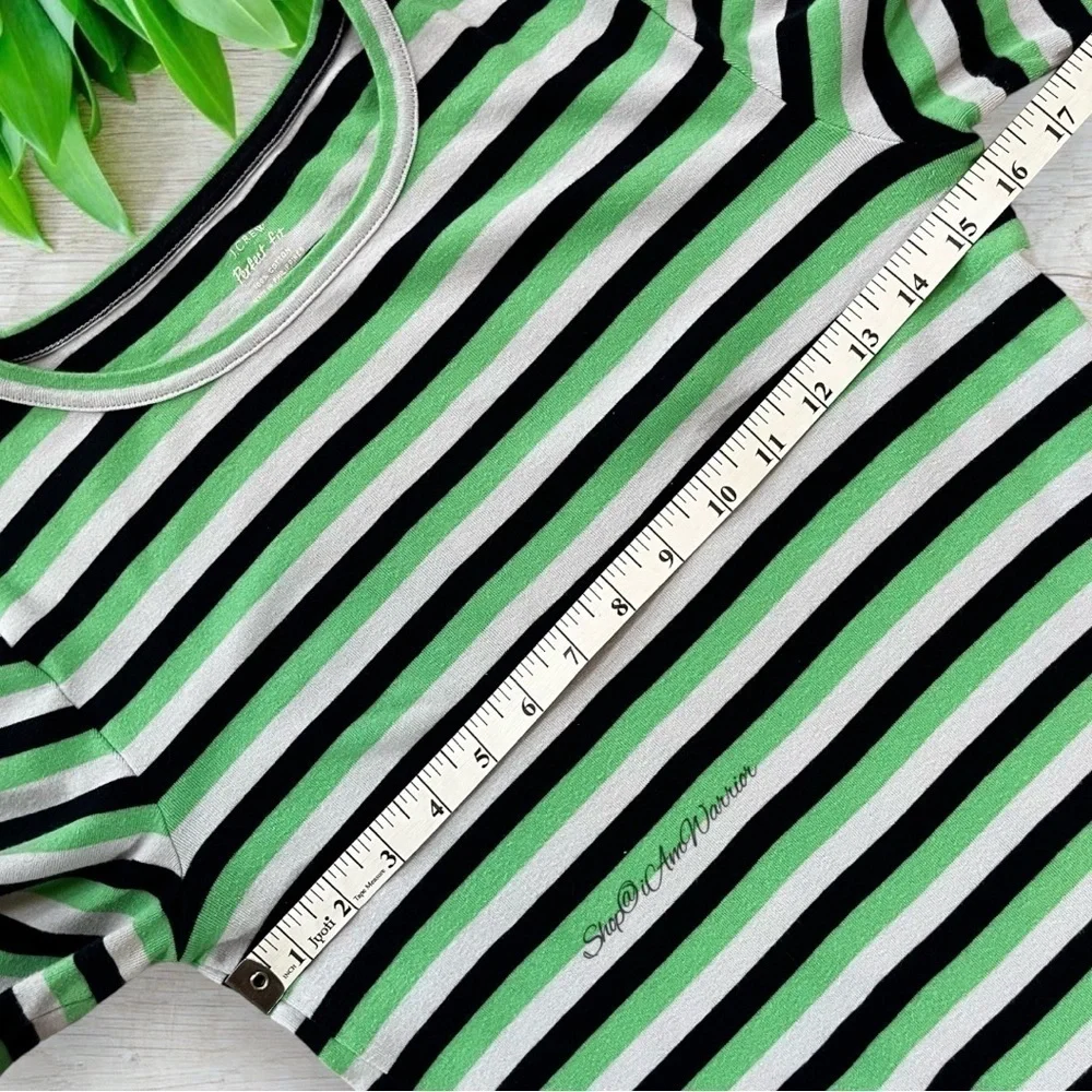J.Crew short stretch cotton green stripe perfect t-shirt *shop@iamwarrior - Picture 7 of 9